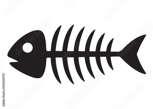 fish bone logo silhouette vector illustration, fish skeleton logo icon silhouette, fishbone silhouette swimming vector illustration, skeleton of fish vector silhouette logo design on white background