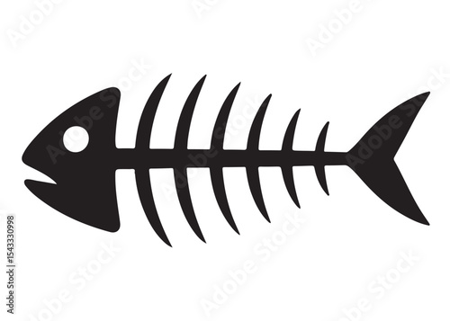 fish bone logo silhouette vector illustration, fish skeleton logo icon silhouette, fishbone silhouette swimming vector illustration, skeleton of fish vector silhouette logo design on white background