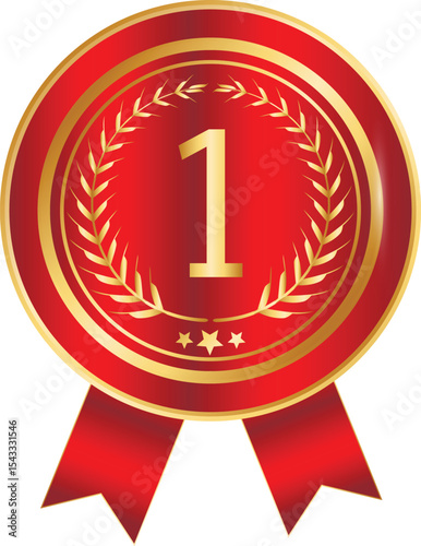Red and Gold First Place Award Ribbon Icon