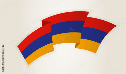 Armenia Flag in Abstract Ribbon Shape, National Symbol of the Armenia.