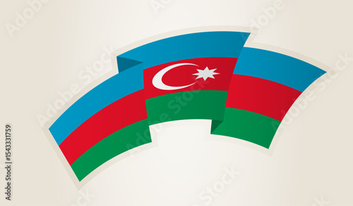 Azerbaijan Flag in Abstract Ribbon Shape, National Symbol of the Azerbaijan.