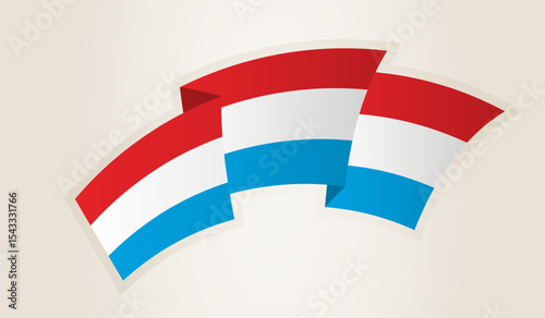 Luxembourg Flag in Abstract Ribbon Shape, National Symbol of the Luxembourg.