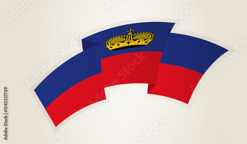 Liechtenstein Flag in Abstract Ribbon Shape, National Symbol of the Liechtenstein.