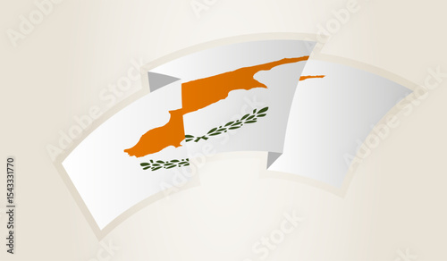 Cyprus Flag in Abstract Ribbon Shape, National Symbol of the Cyprus.