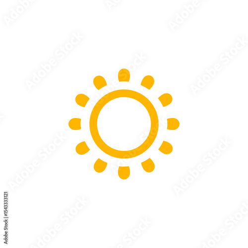 Minimal Sun Symbol With Ring Center. Great For Morning UI, Solstice Themes, Weather Apps, And Heat-Related Digital Signs. Bright Clean Look. Vector Illustration.