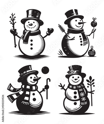 snowman silhouette vector illustration