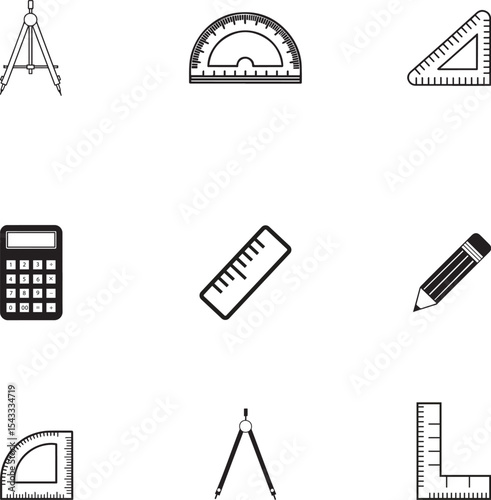 Math Tools icon Set , math element vector art illustrator