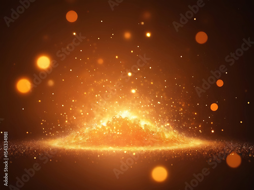 Glowing Abstract Orange Light Background with Sparkling Texture, Elegant Swirl Pattern, Dark Design Surface, and Modern Shiny Gradient Effect for Digital Art Use - AI
