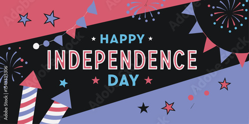 Happy Independence Day Celebrate Freedom with Fireworks, Stars, and Festive Designs