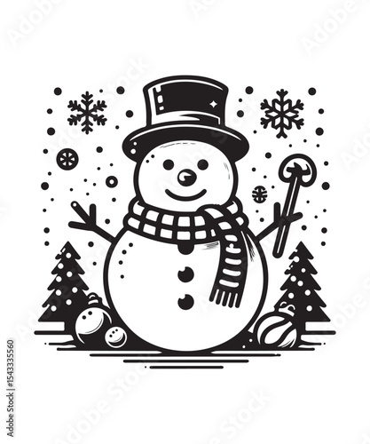 snowman silhouette vector illustration