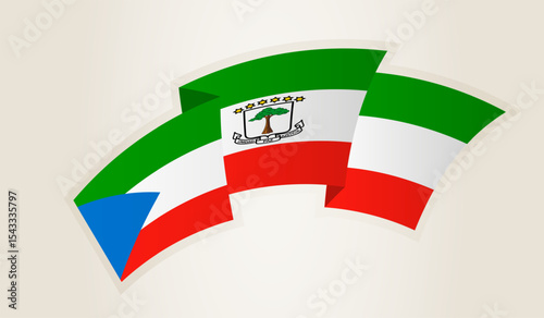 Equatorial Guinea Flag in Abstract Ribbon Shape, National Symbol of the Equatorial Guinea.
