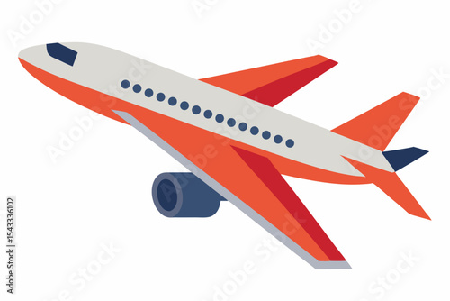 Dynamic Airplane Vector Image with Red Accents for Aviation Posters
