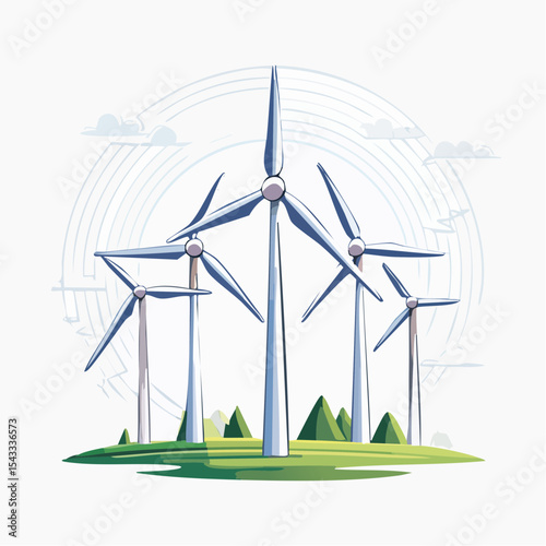 風力発電タービンのベクターイラスト