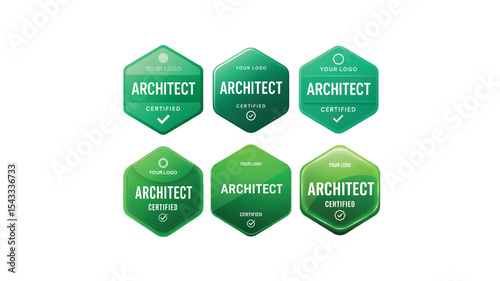 Certified Architect Badge Collection – Modern Green Professional Logo Design Set