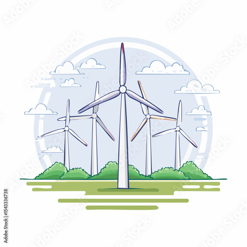 風力発電タービンのベクターイラスト