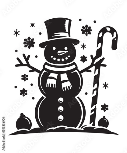 snowman silhouette vector illustration