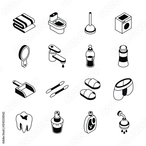 Check out modern set depicting hygiene and cleanliness isometric icons