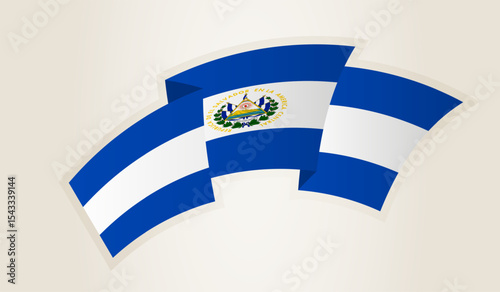 El Salvador Flag in Abstract Ribbon Shape, National Symbol of the El Salvador.