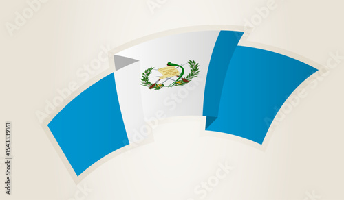 Guatemala Flag in Abstract Ribbon Shape, National Symbol of the Guatemala.