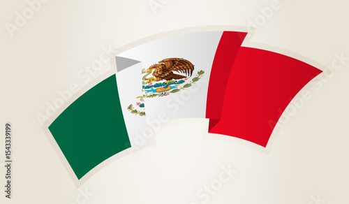 Mexico Flag in Abstract Ribbon Shape, National Symbol of the Mexico.