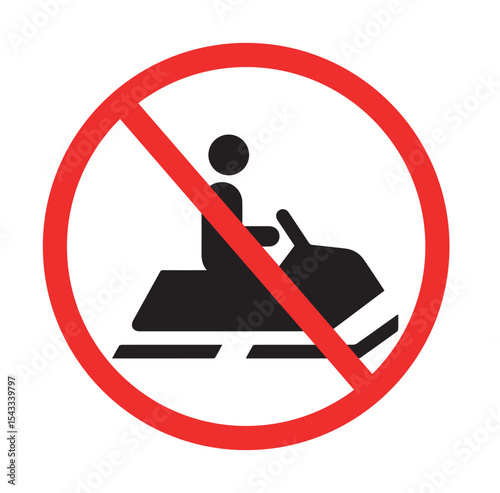 No Snowmobile Riding Allowed Sign - Winter Safety Warning