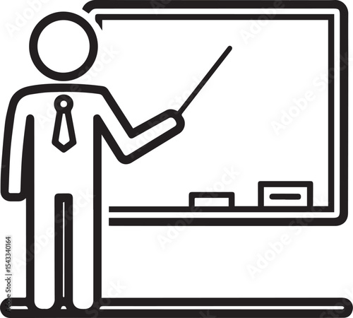 Teacher at Board Icon design vector style art illustrator