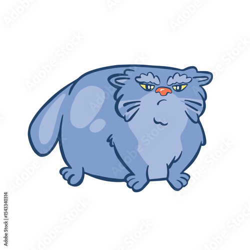 Sticker manul fat and dissatisfied color vector