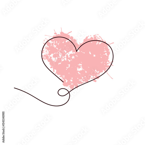 Continuous line drawing of a heart, black and white vector minimalist love concept illustration. Set.