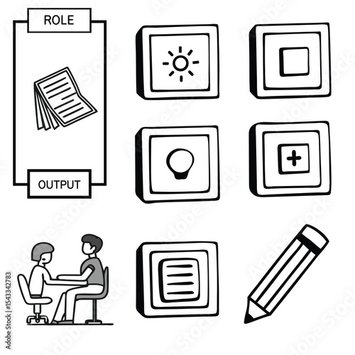 Document icon set business icons collection for web office and technology design