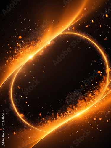 Glowing Abstract Orange Light Background with Sparkling Texture, Elegant Swirl Pattern, Dark Design Surface, and Modern Shiny Gradient Effect for Digital Art Use - AI