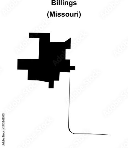Billings (Missouri) blank outline map