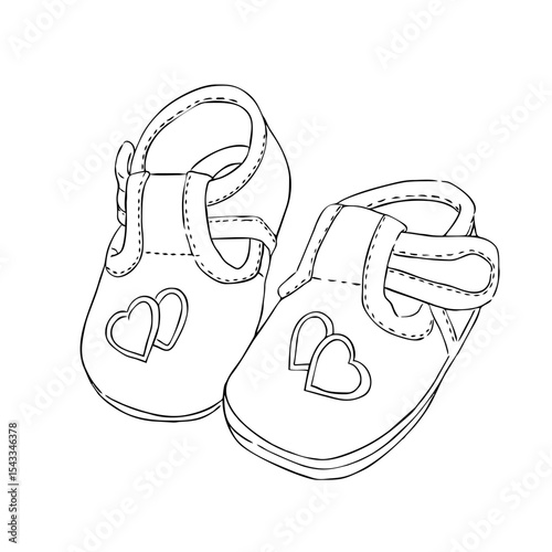 Illustration of childrens boots in the linart style. Vector illustration