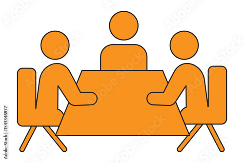 Meeting room icon. vector icon for your website, mobile, presentation, and logo design. Three people sitting on meeting room icon. Meeting room, discussion, business conference, support group icon. 