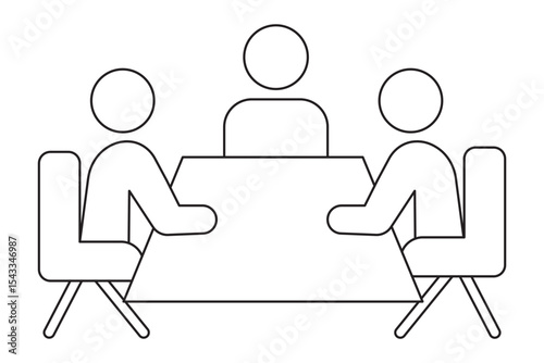 Meeting room icon. vector icon for your website, mobile, presentation, and logo design. Three people sitting on meeting room icon. Meeting room, discussion, business conference, support group icon. 