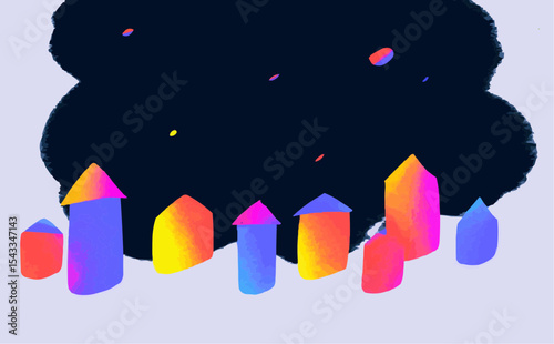 Web icon: colored city, primitive street. Icons are colored city, street in primitive style for the web and mobile applications. Online schools, landing pages, websites, AI digital, algorithm, smart r