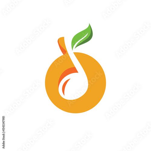 silhouette music logo with orange fruit