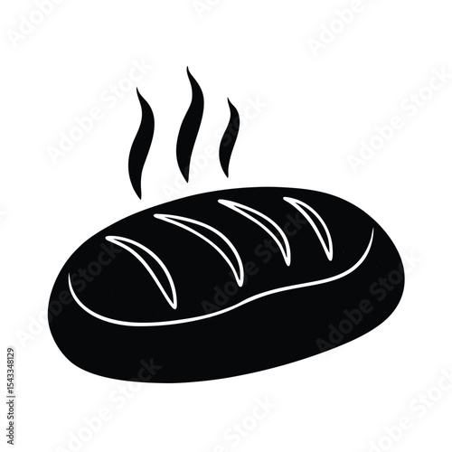Hot bread loaf silhouette vector illustration