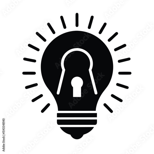 Bright idea lightbulb silhouette vector illustration