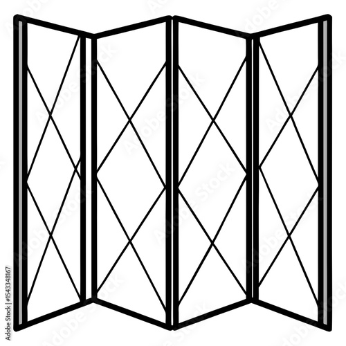 Folding room divider illustration in minimalist line art