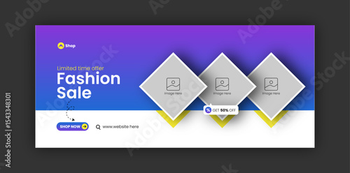 Discount fashion sale Facebook cover design template or web banner design template