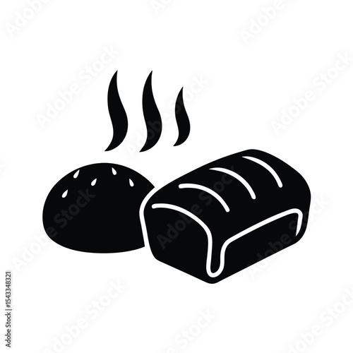 Fresh baked bread silhouette vector illustration