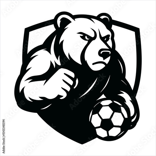 Aggressive grizzly football sports team vector logo