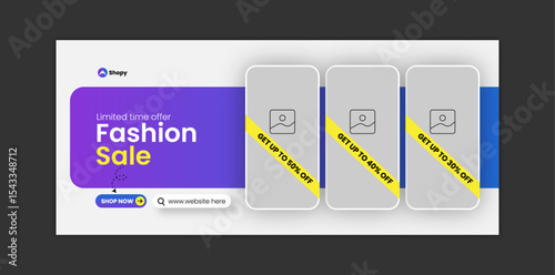 Discount fashion sale Facebook cover design template or web banner design template