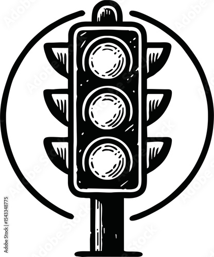 traffic light icon doodle hand drawn. Outline drawing traffic light line clipart symbol. Vector illustration