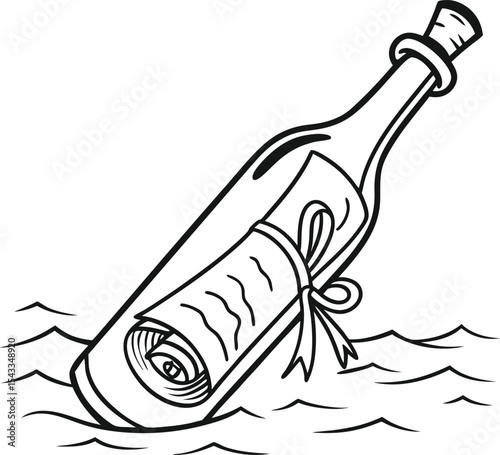 A message in a celebratory champagne bottle with a golden label, isolated on white, ready for a New Year's party drink