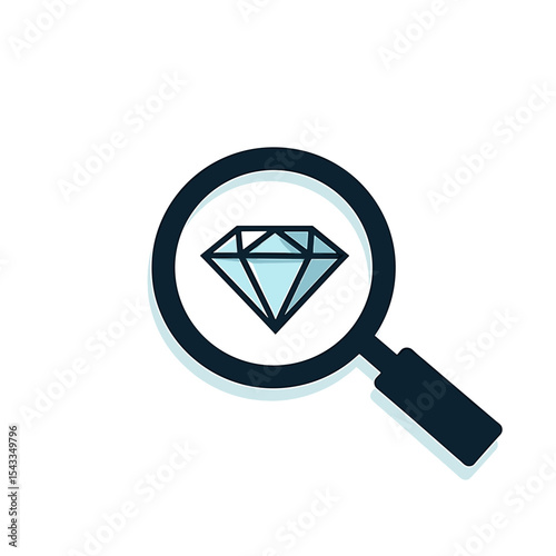 Magnifying Glass Inspecting a Diamond, Representing Value, Scrutiny, and Investment Potential Illustration