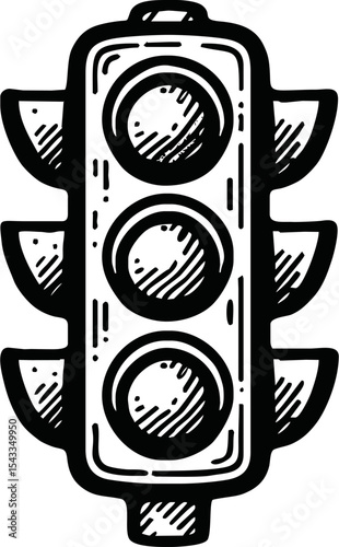 traffic light icon doodle hand drawn. Outline drawing traffic light line clipart symbol. Vector illustration