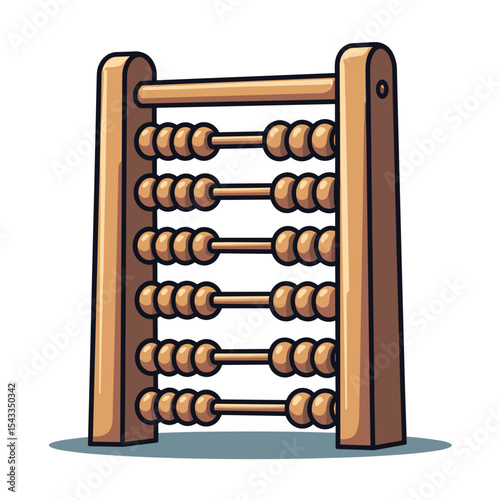 Wooden Abacus with Beads for Calculation and Mathematical Learning, Educational Tool Illustration