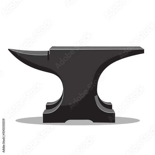 Illustration of a Heavy Black Anvil Used in Blacksmithing and Metalworking, Isolated on White Background