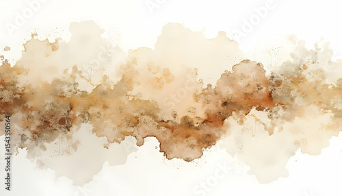 Abstract Earth Tones Watercolor Wash Painting on White